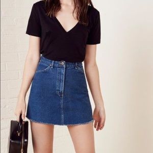 Cute denim mini skirt.